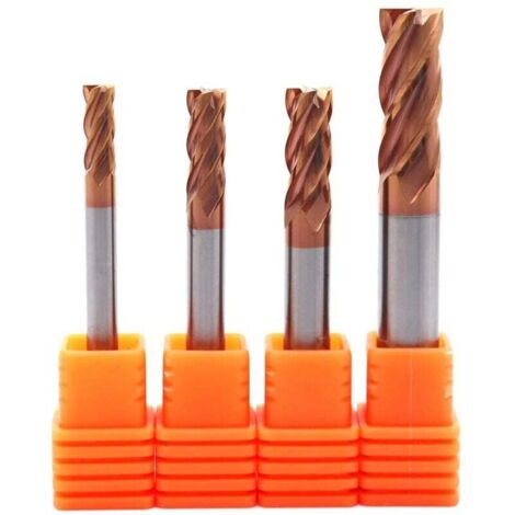Jeu De 4 Fraises En Bout Carbure À Bout Carré CNC 4 5 6 8 Mm Outils De Coupe