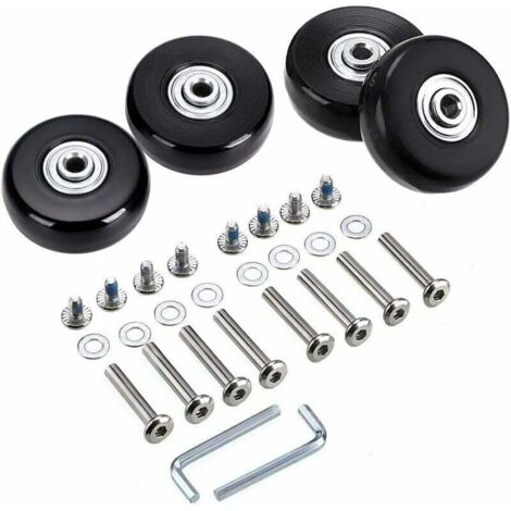 Lot De 4 Roues De Rechange Pour Valise 50 Mm X 18 Mm Roulettes Pivotantes Caoutchouc Roulements Kit Réparation (1/4)