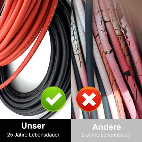 Paire De Câbles Connecteurs Plats Pour Panneau Solaire – 12AWG 1500V, Noir/rouge, 0,95 Pied, Uxcell