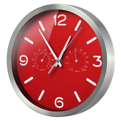 Horloge Murale Silencieuse Avec Thermomètre Et Hygromètre – Bleu – Moderne
