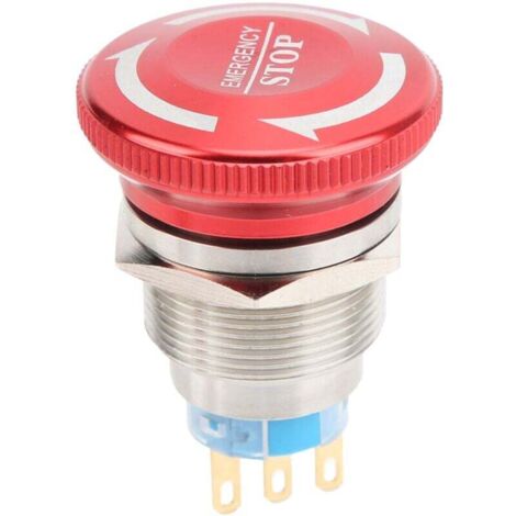 Interrupteur Urgence Autobloquant 22mm Étanche Bouton Champignon 3 Broches Arrêt (1/4)