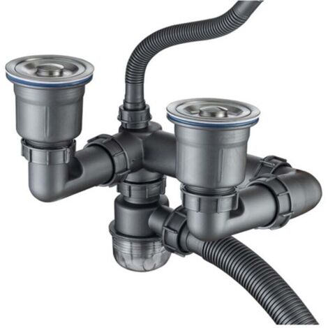 Vidage Complet Évier Double Rainure Compact Anti-Odeur Rétractable Adapté Tuyaux 40 50 Mm