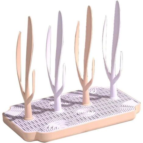 Sèche Biberon Amovible Égouttoir à Biberons et Tétines Étagère de Séchage pour Nettoyage et Rangement Rose (1/4)