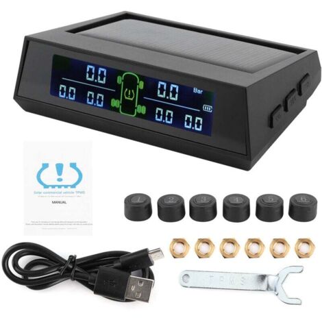 Système Surveillance Pression Pneus TPMS Solaire Capteur Externe LCD 6 Camping Car