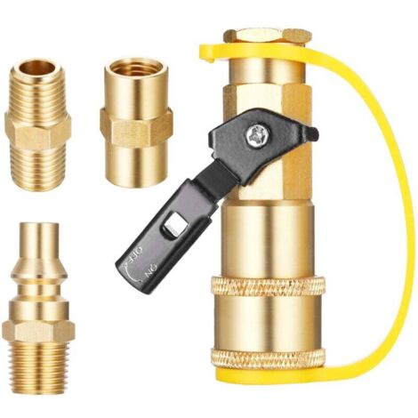 Connecteur Rapide Robinet À Tournant Sphérique 1/4 Pouce Cuivre Nord-Américain Accessoire Tuyau Gaz Propane 4 Pièces (1/4)