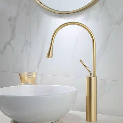 Mitigeur Lavabo Salle De Bain Monocommande Robinet Or Haut Débit Économiseur D Eau (1/4)