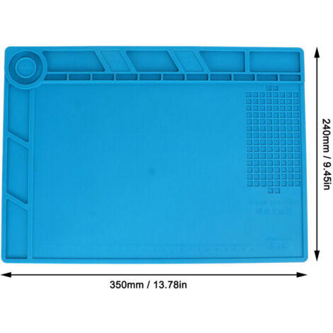 Tapis de réparation en silicone, 45 x 30 cm, bleu, magnétique, pour réparation, démontage, station de travail, antistatique, isolation thermique, tapis en silicone pour soudure, réparation électronique