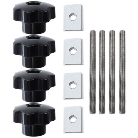 Accessoires Glissière Rainure T Travail Bois 4 Poignées 4 Tiges Vis 4 Curseurs M8 (1/4)