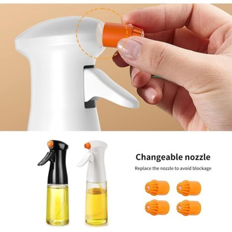 Vaporisateur D'huile De Cuisine 200 Ml – Rechargeable Avec Entonnoir – Acier Inoxydable Et Verre – Pour Cuisson Saine