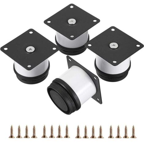 Lot de 4 Pieds de Meuble Acier Inoxydable 5,1 cm Réglables Blanc Ronds pour Bureau Canapé Armoire (1/4)