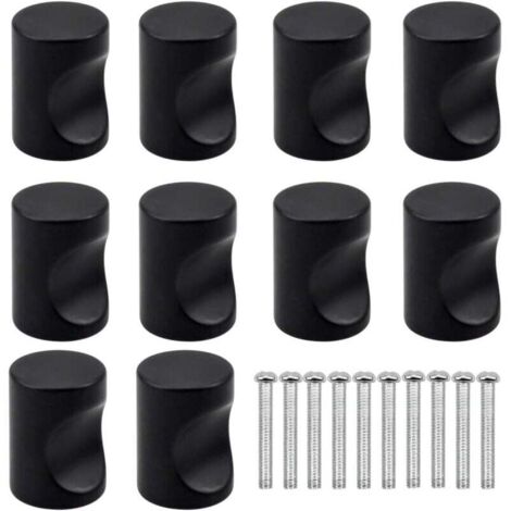 10 Poignées de Tiroir Noir Moderne Boutons Ronds pour Meuble Cuisine Armoire Placard Enfant