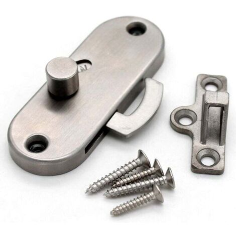 Serrure À 90 Degrés Pour Porte Coulissante Avec Gâche Et Verrou De Grange Argent (1/4)