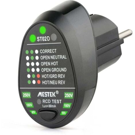 Testeur De Prise Électrique Automatique Détecteur Polarité RCD Terre Neutre