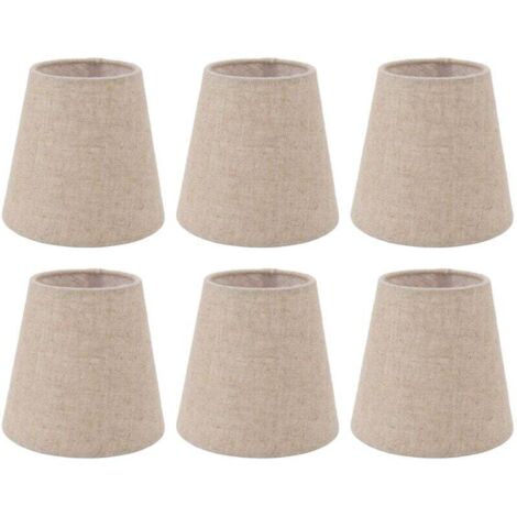 6 Abat-Jour Clip Sur Tambour En Tissu Lin Pour Bougies Ampoules Éclairage (1/4)