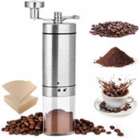Moulin À Café Manuel Portable Avec Broyeur Céramique Réglable Poignée Pliable Et Filtres Inclus (1/4)