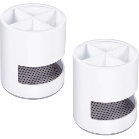 Lot de 2 Porte-Brosses à Dents Ventilés Anti-Moisissure pour Rangement Salle de Bain Blanc (1/4)
