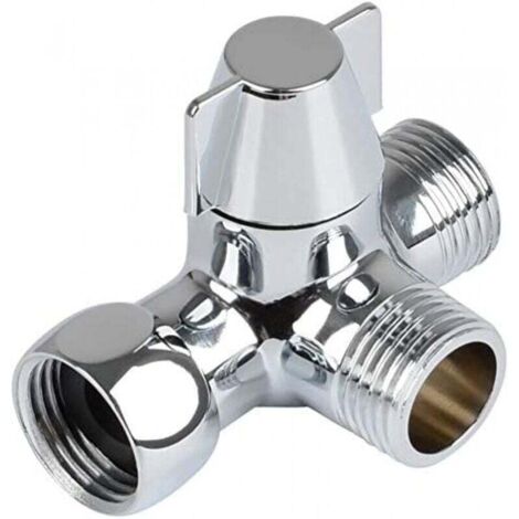 Inverseur Laiton Robinet Douche Adaptateur Trois Voies T Bidet Toilette Connecteur Eau (1/4)