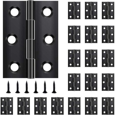 Pack de 20 Charnières Piano Noires Acier Inoxydable 44x31 mm pour Portes Fenêtres Armoires avec Vis