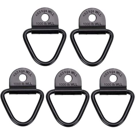Lot de 5 Crochets d'Ancrage Remorque Cargaison Anneaux en V Noirs Forgés Capacité 1000 Lb (1/4)