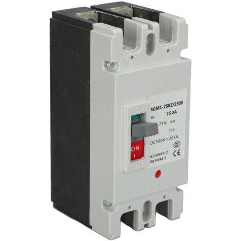 Disjoncteur DC 500V 250A 2P MCCB Protecteur D'isolateur de Commutateur de Protection de Batterie Solaire pour Système de Production D'énergie Photovoltaïque Disjoncteur DC 500V 250A 2P MCCB Protecteur D'isolateur de Commutateur de Protection de Batterie Solaire pour Système de Production D'énergie Photovoltaïque