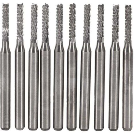 10 Fraises Carbure Cémenté Fin Mill Gravure Sculpture Perceuse CNC PCB 2mm (1/4)