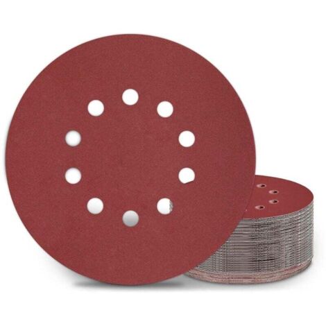 Disques Abrasifs Ponçage 225 mm Grain P220 25 Pièces 10 Trous pour Ponceuse