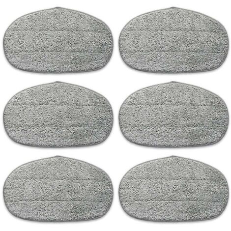 6 Tampons Housse Vadrouille Microfibre Nettoyage Profond Pores Vapeur Velcro Gris (1/4)