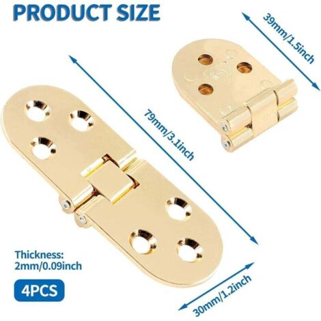 Charnières Pliantes Robuste Alliage Zinc pour Machine à Coudre 3.1x1.2 Pouces Lot de 4 Pièces (1/4)