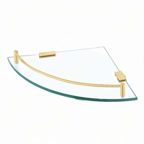 Étagère Murale d'Angle en Verre Trempé pour Salle de Bain avec Porte-Serviettes Acier Inoxydable Doré (1/4)