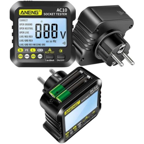 Testeur De Prises Numérique 90-250V AC Avec Affichage LED Détecteur Polarité Test Phase Voltmètre Multifonction (1/4)