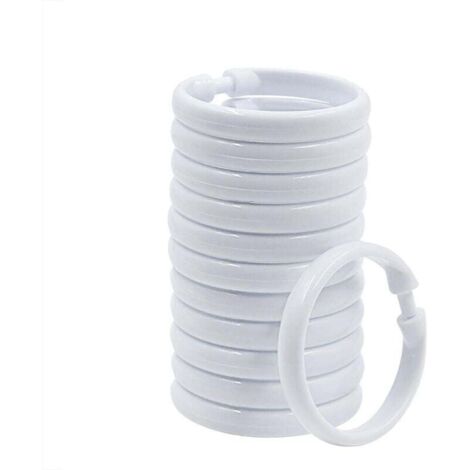 Anneaux de Rideau de Douche en Plastique Blanc Lot de 12 Crochets en Forme de O Glissement Facile (1/4)