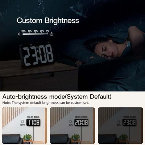 XREXS Grande Horloge Murale Numérique 16,5 Pouces – LED Rouge – Synchronisation Bluetooth Auto, Veilleuse 6 Couleurs, Alarme, Minuterie