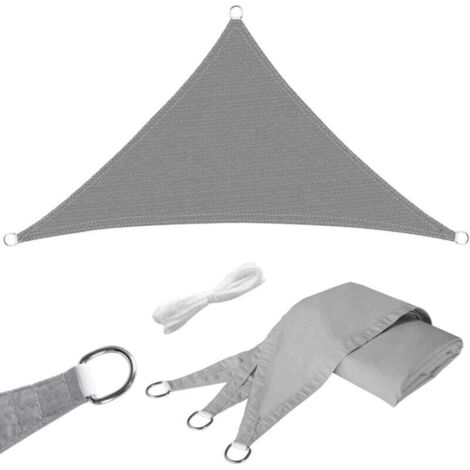 Voile d'Ombrage Triangulaire 3.6m Protection UV 95% Imperméable Jardin Terrasse Camping Gris (1/4)