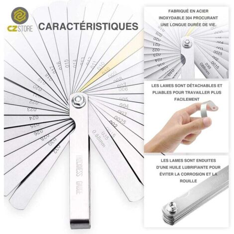 Jeu De Cales D paisseur 32 Lames Acier Inoxydable 90 Mm Cale M canique jeu-de-cales-d-paisseur-32-lames-acier-inoxydable-90-mm-cale-m-canique