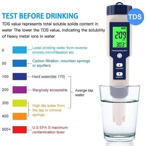 YINMIK Testeur pH et Sel Piscine, Le Testeur Salinité PPT et pH Metre pour Piscine au Sel, Le