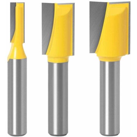 Ensemble de 3 Fraises Droites en Carbure de 8mm pour Motif de Garniture sur Bois (1/4)