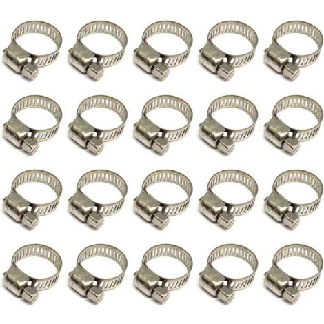 Collier De Serrage Inoxydable 304 Réglable 10-16mm Pour Tuyau Gaz Eau Câble Robinet 20 Pièces (1/4)