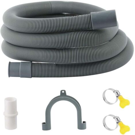 Tuyau de Vidange Machine à Laver 1m avec Raccord et 2 Clips pour Laveuse Lave-Vaisselle Sécheuse (1/4)