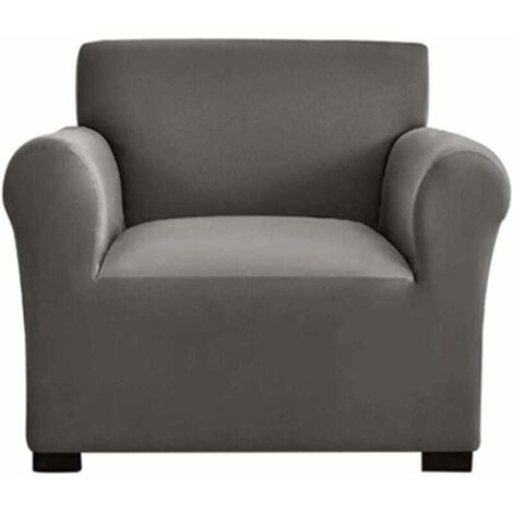 Housse de Canapé Extensible 1 Place Protecteur Accoudoirs Antidérapant avec Bâtonnets de Mousse Gris (1/4)