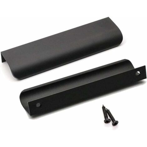 Lot de 10 Poignées de Meuble Cuisine Noir Mat Alliage Aluminium Entraxe 128mm Longueur 150mm