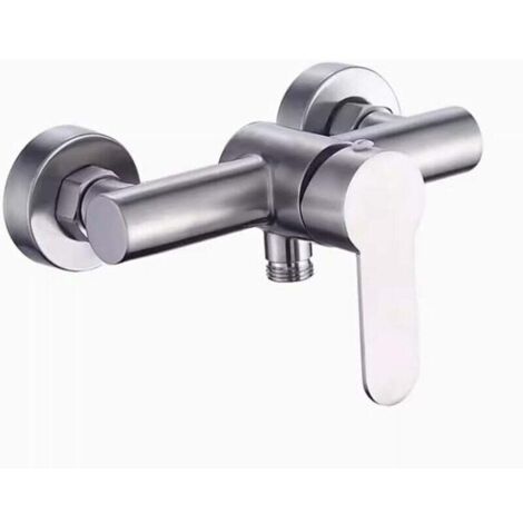 Robinet De Douche 4 Trous Acier Inoxydable Brossé Avec Inverseur Mural Pour Baignoire Et Bidet Usage Intérieur Extérieur Argent (1/4)