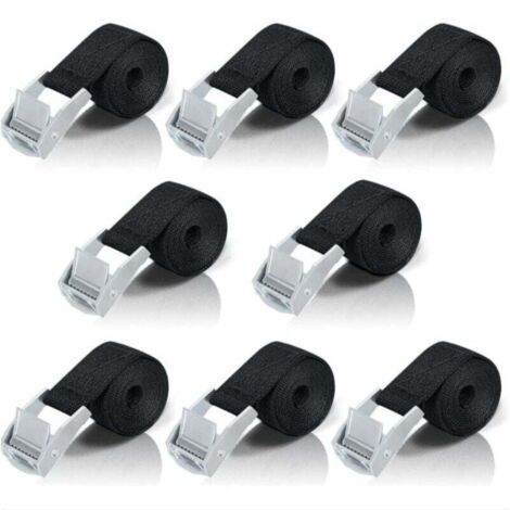 FTXanty 4 pièces Sangles arrimage 25mm Sangles de Serrage Sangles de Fixation Noir Sangle à
