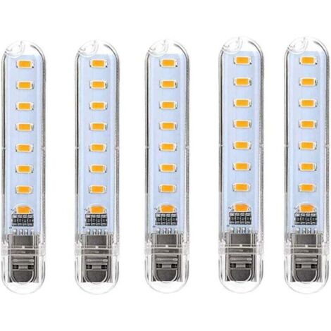 Lampe LED USB Portable Mini 5 Pièces Éclairage Clavier PC Ordinateur Batterie Externe Blanc Froid Classe G (1/4)