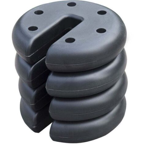 Lot de 4 Poids de Lestage Circulaire pour Tonnelle Tente Diamètre 20 cm Épaisseur 4,5 cm Polyéthylène Noir