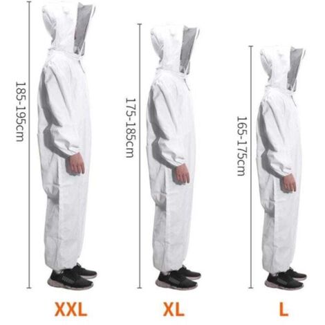 Combinaison Apiculture Complète Anti-Abeilles 165-175cm - Vêtement Protection Apiculteur Avec Voile