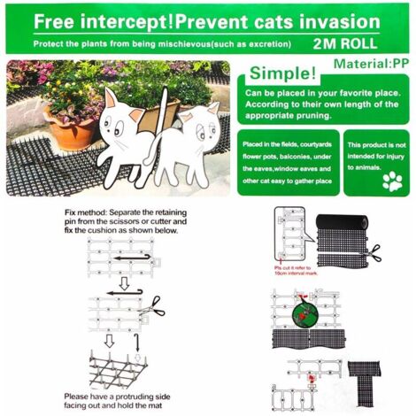 Tapis Anti-Chat 10 Pièces - Tapis Répulsif à Pointes Pour Extérieur