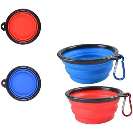 Lot de 2 Gamelles Pliables Voyage Silicone pour Chien Chat Portable Randonnée (1/4)