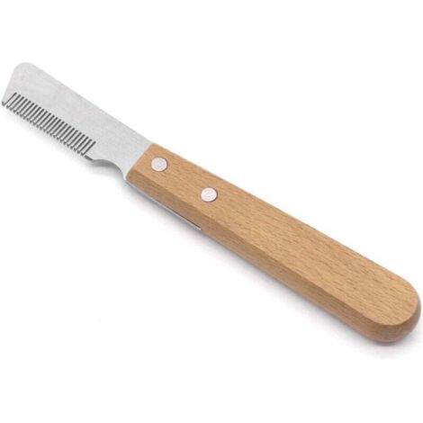 Brosse à Chiens Professionnelle en Acier Inoxydable Manche Ergonomique Bois (1/4)