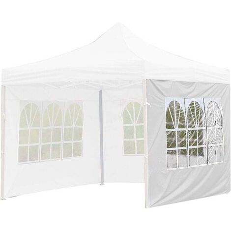 Tente Imperméable 3x2m Blanc Avec Panneau Latéral 0.15mm Épaisseur 12 Tailles Disponibles
