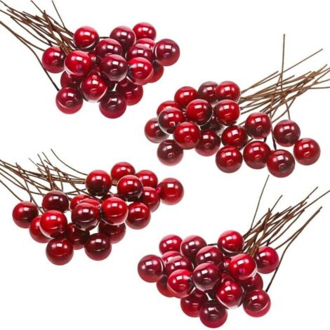 20 Rami Artificiali Di Bacche Rosse Con Clip – Decorazioni Natalizie Per Alberi, Vasi, Compleanni E Matrimoni